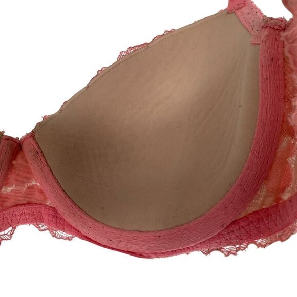 Victorias Secret Dream Angels Lined Demi Bra Size 34D Pink Underwired Sexy Lace - Picture 9 of 12